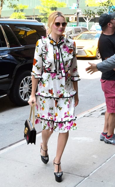 July 28, 2016 - New York, New York, United States - Actress Margot Robbie wears a floral dress as she arrives at a downtown hotel on July 28 2016 in New York City (Credit Image: © Curtis Means/Ace Pictures via ZUMA Press)