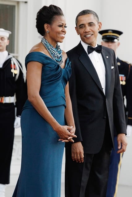 -Washington DC, District Of Columbia 3/14/12- First lady Michelle Obama and U.S. President Barack Obama await the arrival of British Prime Minister David Cameron and his wife Samantha on the North Portico of the White House March 14, 2012 in Washington, DC. Cameron is on a three-day visit to the U.S. and he was expected to have talks with Obama on the situations in Afghanistan, Syria and Iran -PICTURED: Michelle Obama, President Barack Obama -PHOTO by: Chip Somodevilla/startraksphoto.com -RON_19952 Startraks Photo New York, NY For licensing please call 212-414-9464 or email sales@startraksphoto.com