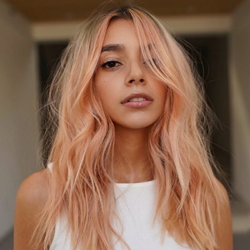 warna rambut peachy rose